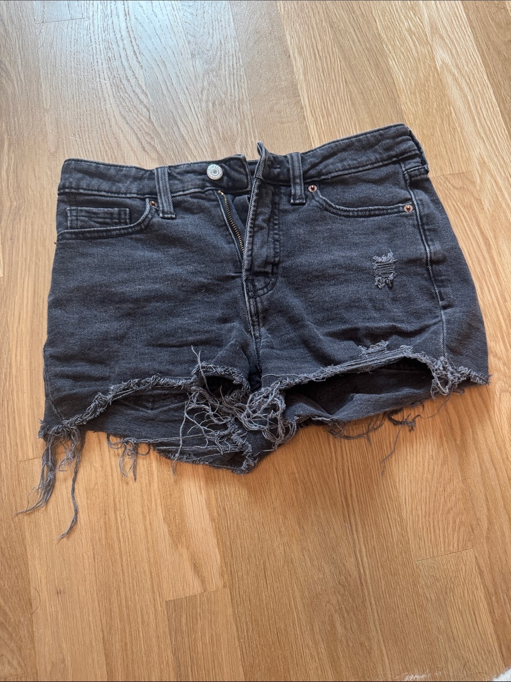 Old Navy Washed Black Distressed Denim Shorts